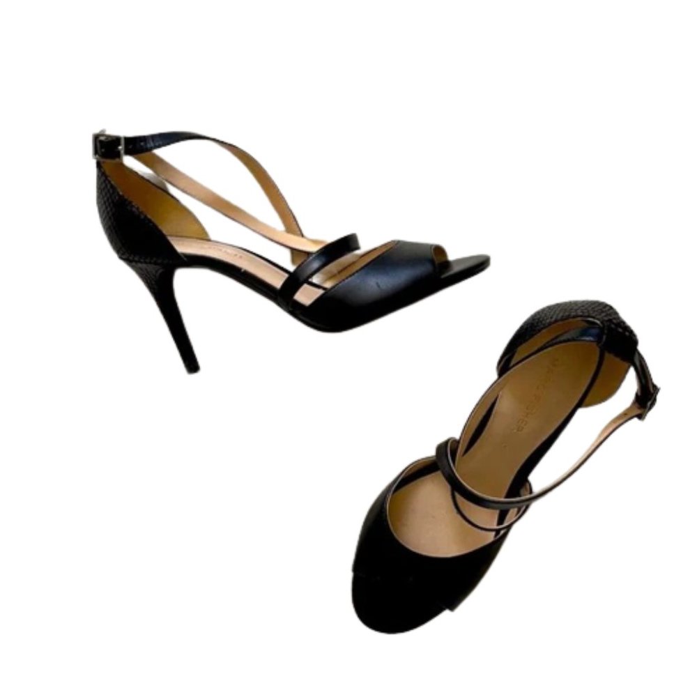 {Marc Fisher} Black Snakeskin Strappy Heels